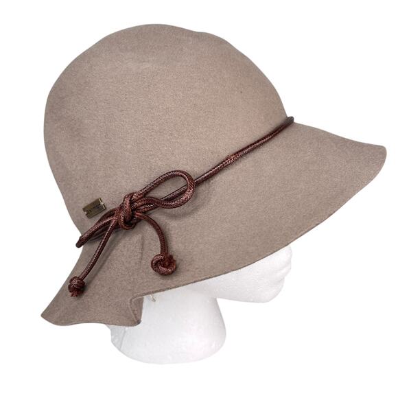 Betmar NY Evelyn Litefelt Cloche Hat S/M Taupe Brown Water Repellant New - Picture 9 of 10
